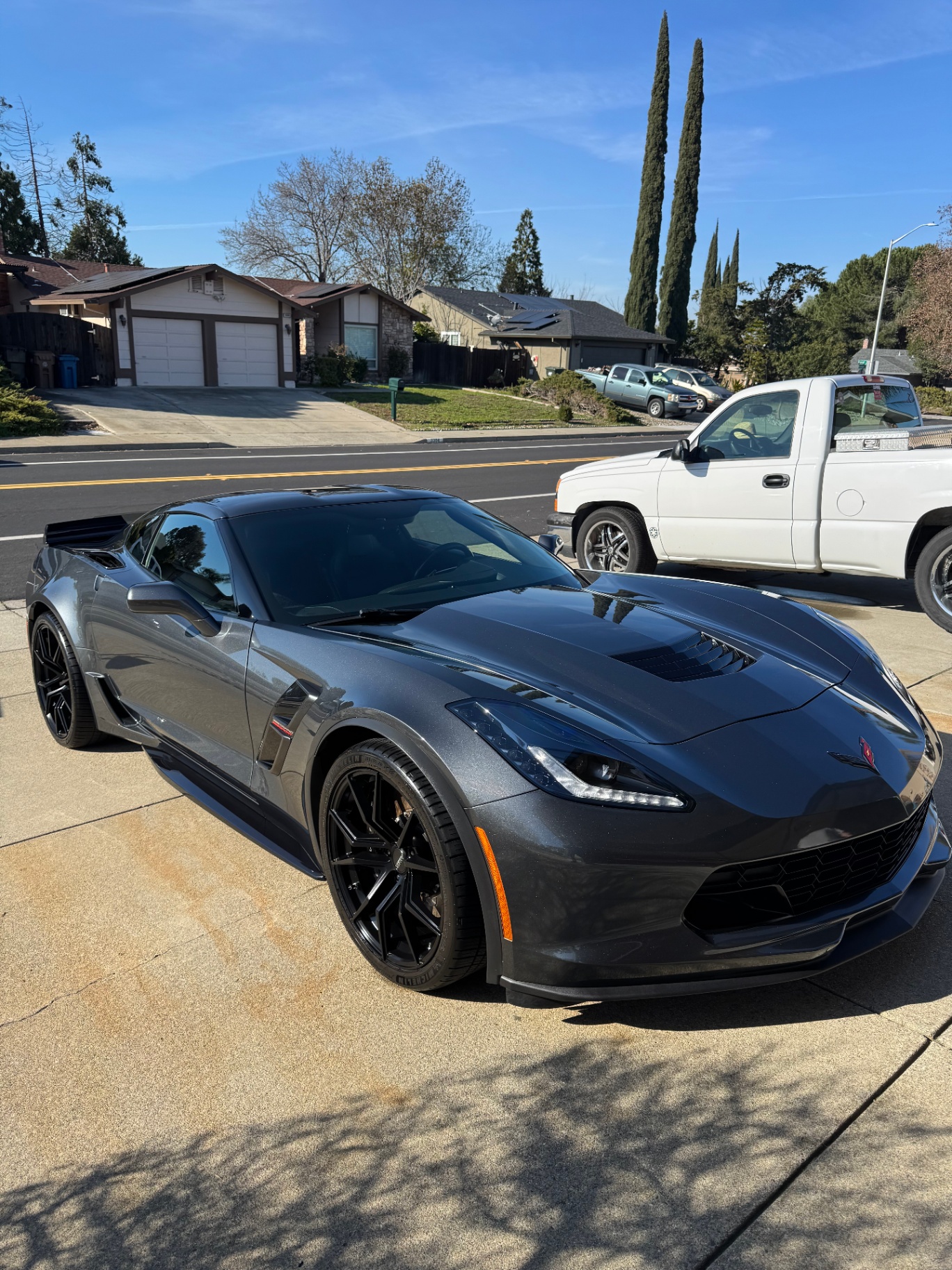 Gray Corvette Grand Sport with a fresh ceramic coating finish detailed by Aquawashes in the East Bay